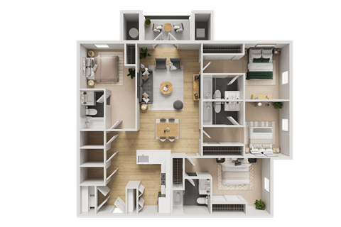 Floor plan for 4 beds, 4 baths, 1504 sqft